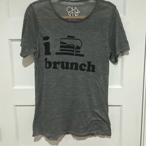 Gray Graphic Tee with Brunch Print